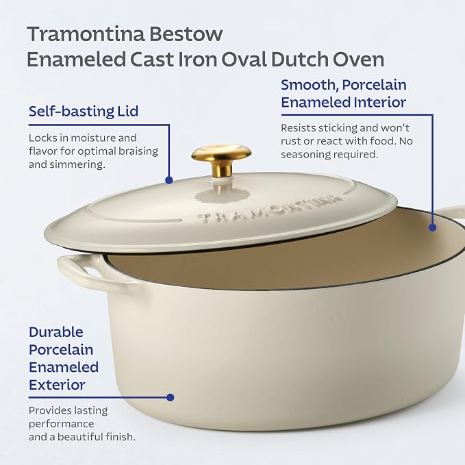 Tramontina Bestow Enameled Cast Iron Oval Dutch Oven Pot - Image 5