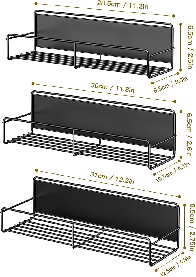 Mystozer 3 Pack Magnetic Spice Rack Organizer, Space Saver - Image 2