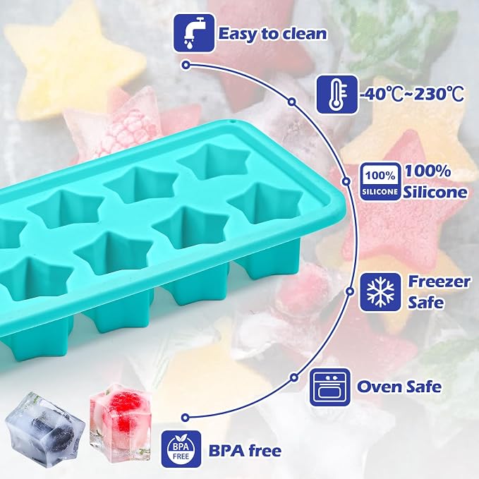 Webake Star Ice Cube Tray with Lid, 2 Packs Silicone Star Ice Molds - Image 6