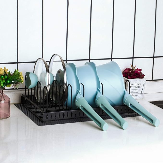 X-cosrack Metal Food Container Lid Organizer&Adjustable 6 Dividers Storage - Image 8