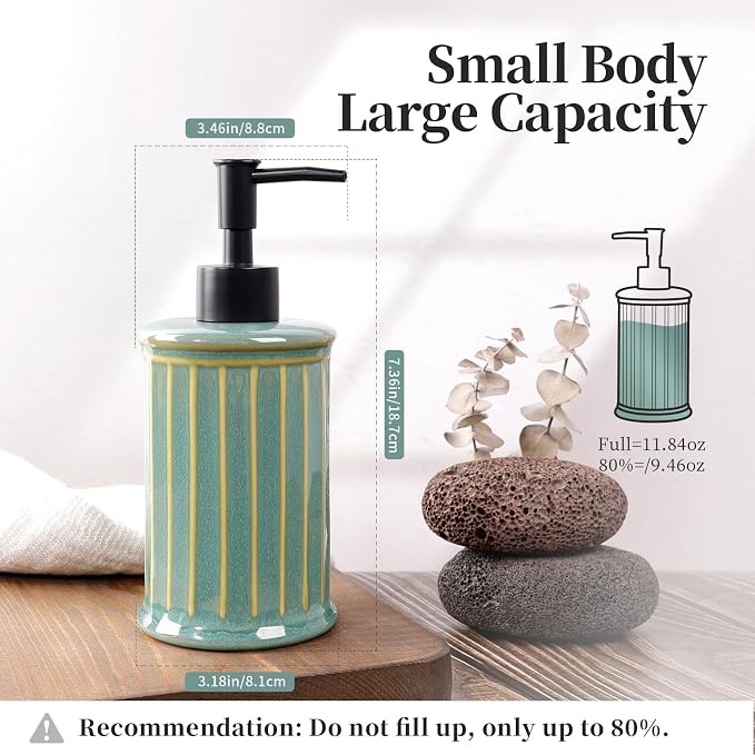Soap Dispenser, Ceramic Liquid Hand Dish Soap Dispenser 11.84OZ, Hand Lotion - Image 2