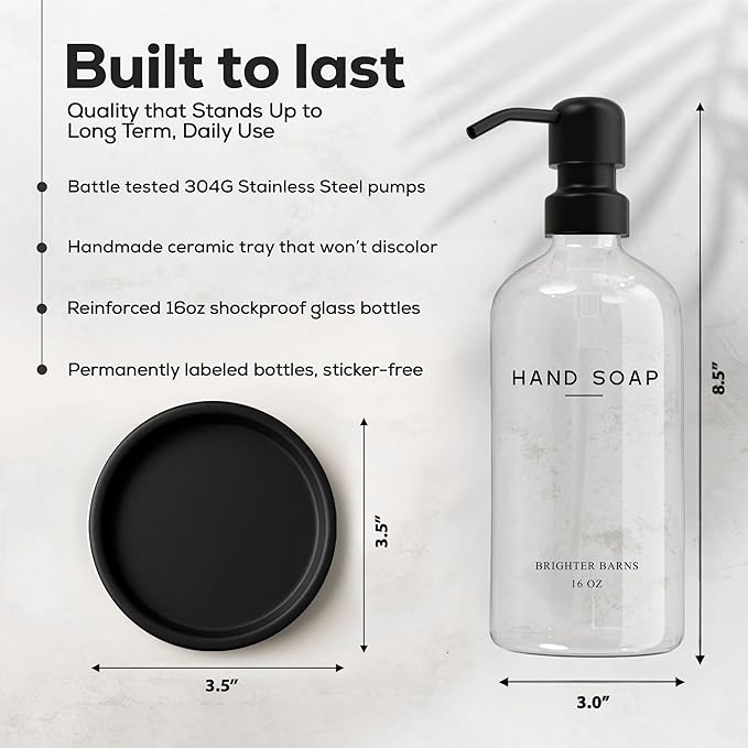 Glass Hand Soap Dispenser Bathroom Set by Brighter Barns - Image 3