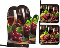Grape Wine Oven Mitts with Matching Potholders by Unknown