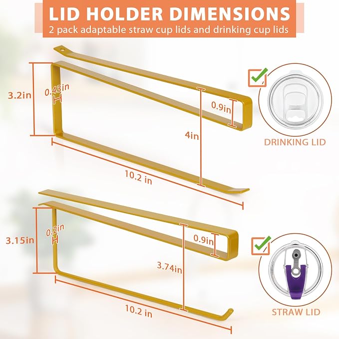 2 Pack Tumbler Lid Organizer, Horizontal Tumbler Lid Storage Hook Up to 20 Lids - Image 3