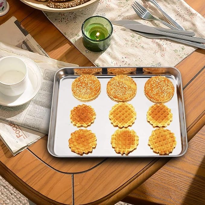 Wildone Baking Sheet with Rack Set, Stainless Steel Cookie Pan baking Tray with - Image 6