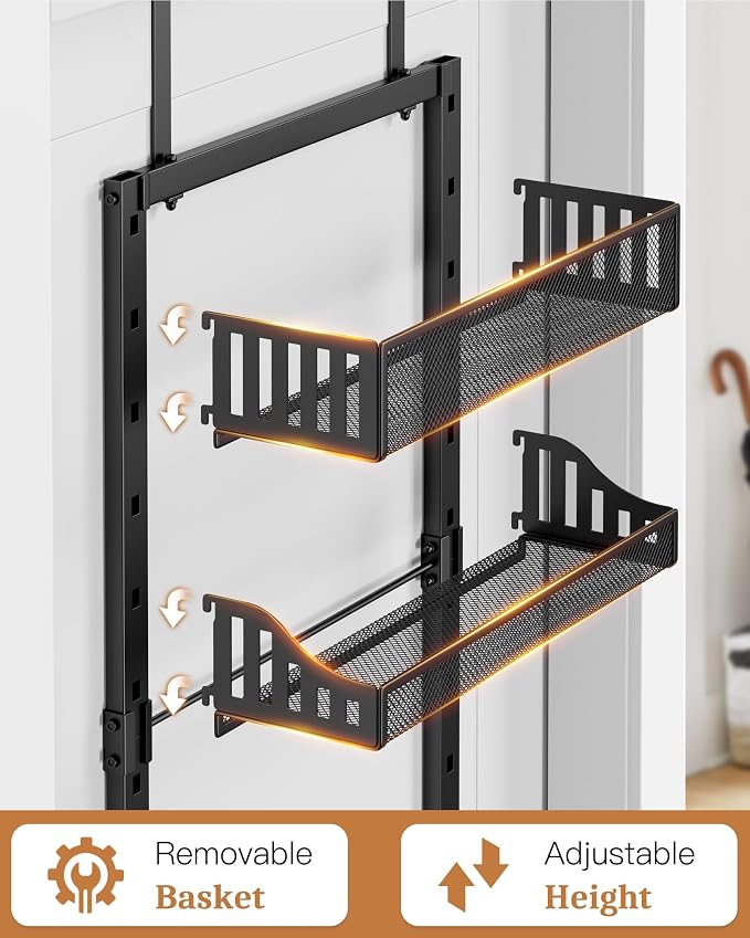 POKIPO 8-Tier Over the Door Pantry Organizer, Large Metal Door Spice Rack - Image 4
