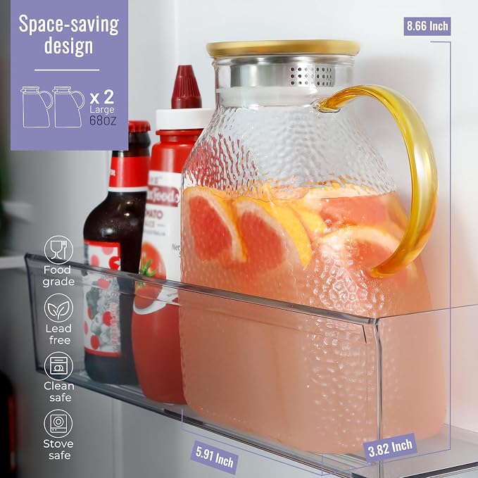 WARMSIMPLE 2 Pack Glass Pitcher - Image 2