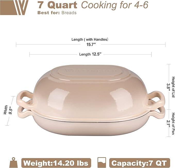 VORRINGARD Enameled Cast Iron Sourdough Bread Oven, Dutch Oven, Loaf Cast Iron - Image 2