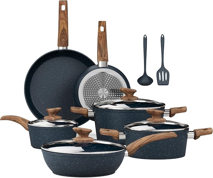 Kitchen Academy Pots and Pans Set Non Stick by KITCHENACADEMYBETTERLIVINGTHROUGHCOOKINGPERFECTION