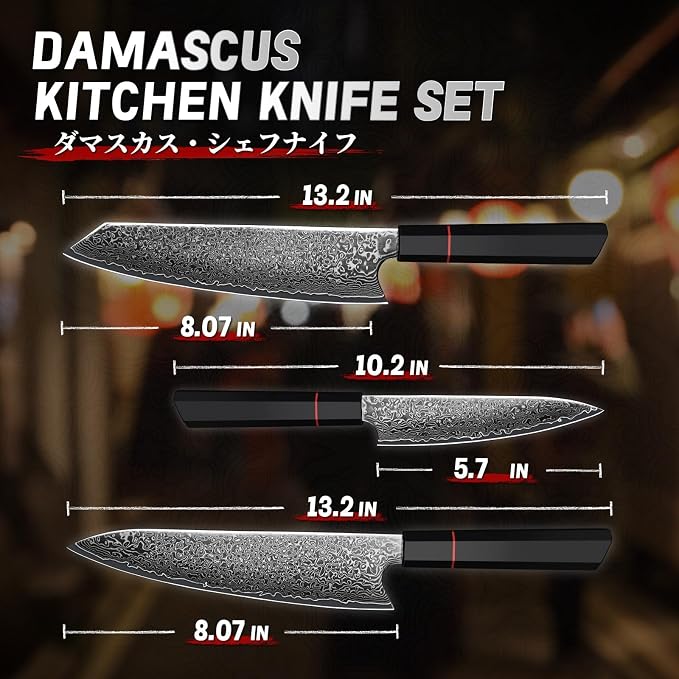 TIVOLI Damascus Knife Set 3PCS - Image 7