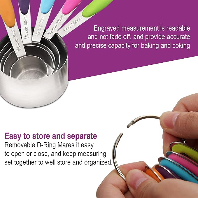 Measuring Cups and Spoons Set 11 Piece. Includes 10 Stainless Steel Measuring - Image 6