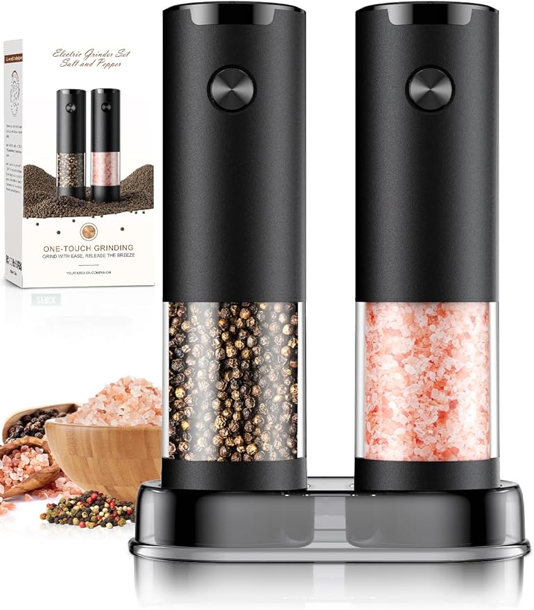 Electric Salt and Pepper Grinder Set Automatic Battery Pepper Mill Shakers by ioion