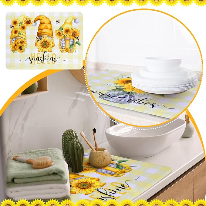 SiliFine 2 Pcs Sunflower Dish Drying Mat - Image 5