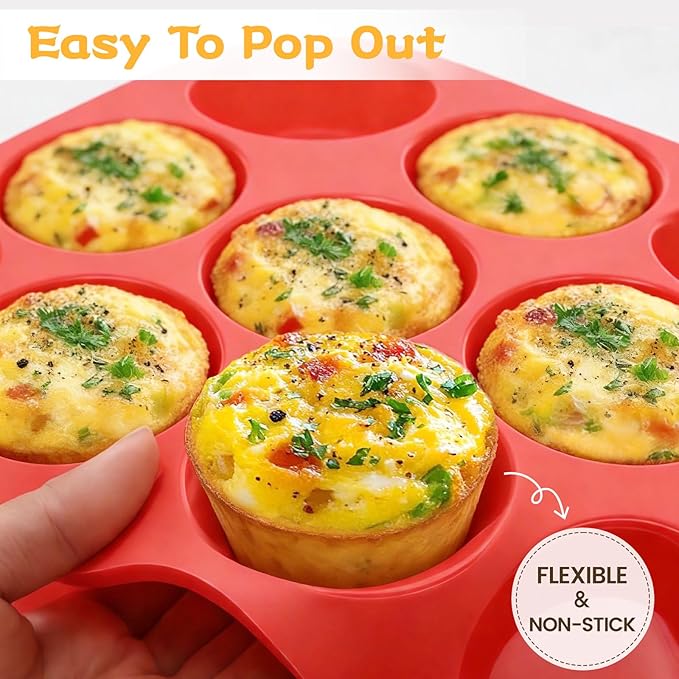 Silicone Muffin Pan, Mini Muffin Pan, Regular 12 Cups and Mini 24 Cups Cupcake - Image 6