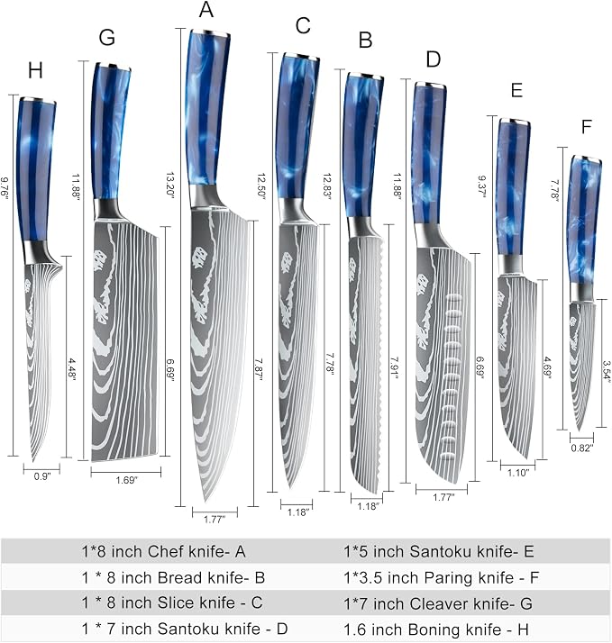 Dfito Chef Knife Sets with Roll Bag, 9 Pieces Professional Knife Set, High - Image 5