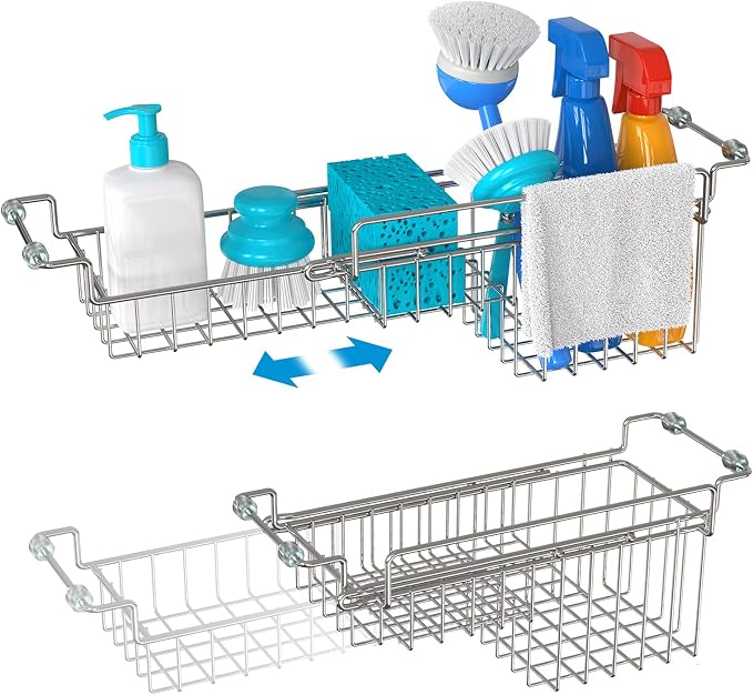 Over The Kitchen Sink Caddy Sponge Holder Organizer Drying Rack Expandable - Image 2