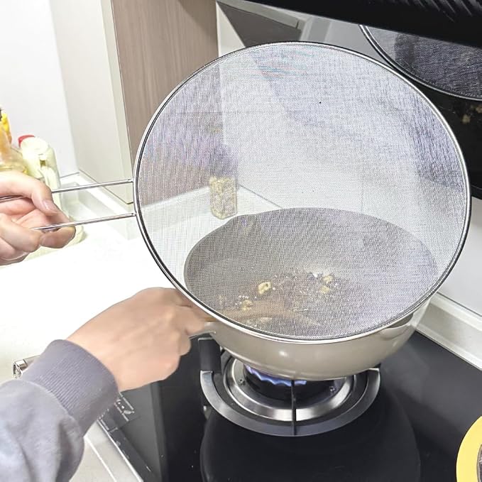 1Pc 10" Stainless Steel Pot Splatter Guard Fine Mesh Cover - Image 2