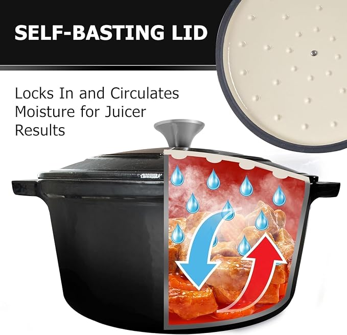 MUELLER HOME 4.5 QT Enameled Cast Iron Dutch Oven, Heavy-Duty Casserole Dish - Image 4