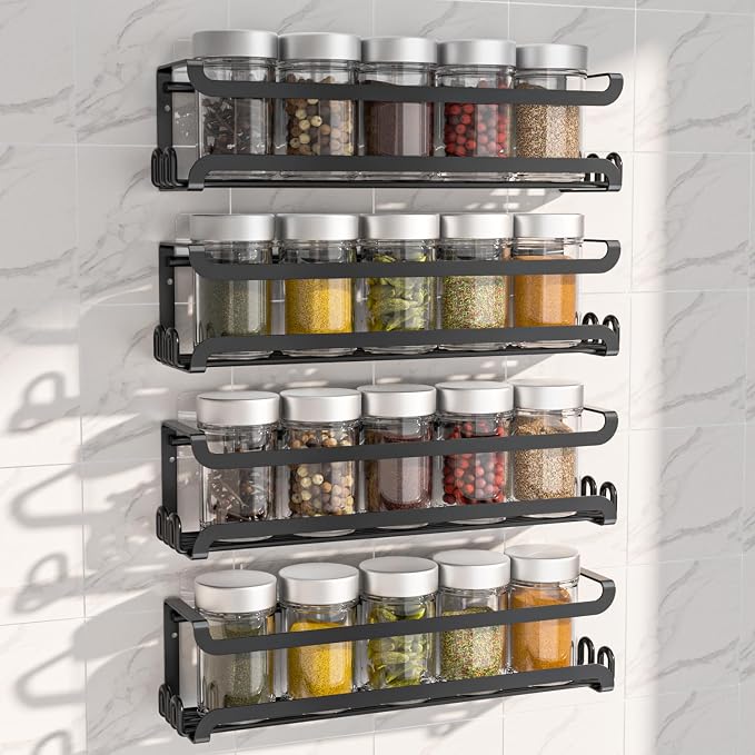 LUCYCAZ 4 Pack Wall Mounted Spice Rack by LUCYCAZ