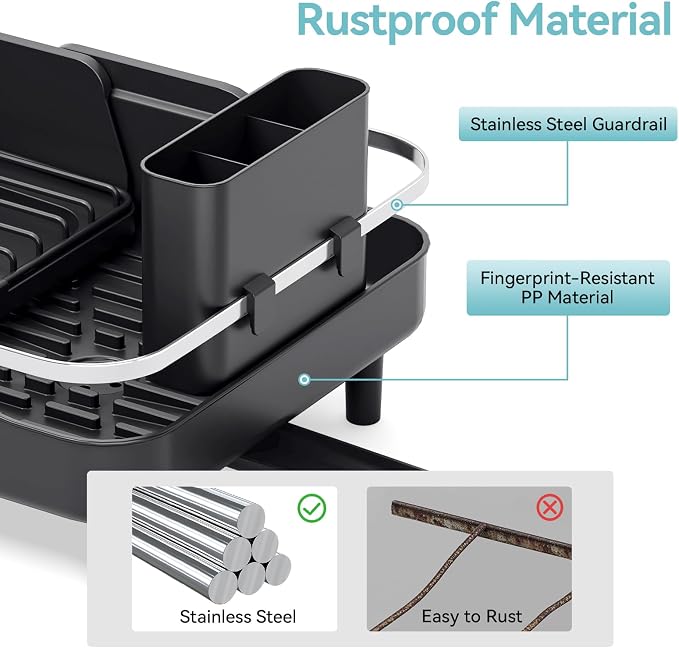 Urackify Expandable Dish Rack for Kitchen Counter, 16.14"-23.62" Large - Image 6