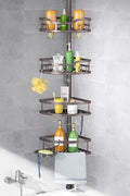 HAMITOR Corner Shower Caddy Tension Pole: Rustproof Stable 4-Tier Bathroom by HAMITOR