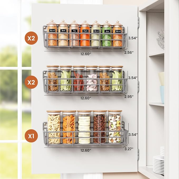 Mystozer 5 Pack Spice Rack Seasoning Organizer Wall Mount, Spice Storage Spice - Image 3