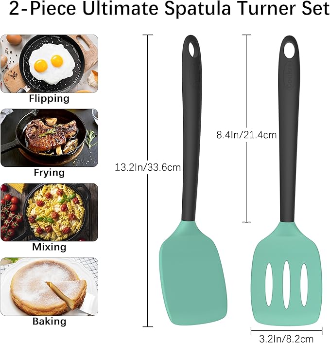 Coukre 2 Pack Silicone Spatula Set, High Heat Resistant, BPA Free Kitchen - Image 2