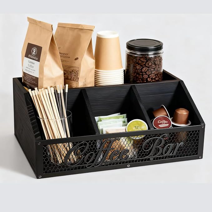 Coffee Station Organizer, Rustic Countertop Coffee Bar Accessories, 4 by DearyHome
