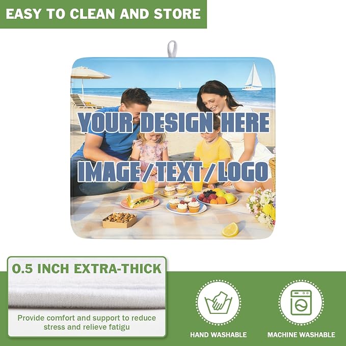 Custom Dish Drying Mat for Kitchen Counter Design Your Photo Text Business Logo - Image 5