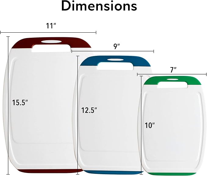 Neoflam Microban Antimicrobial Plastic Cutting Board 3 Sets, BPA Free, Non-Slip - Image 6