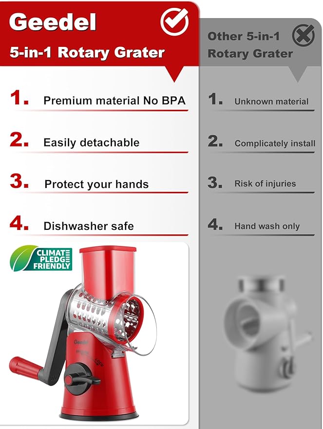 Geedel Rotary Cheese Grater Cheese Shredder - Image 2