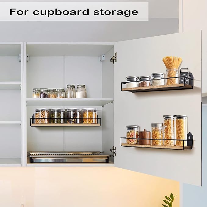 TJ.MOREE 2 Pack Spice Rack Wall Mount Rustic Style Hanging Spice Organizer - Image 3