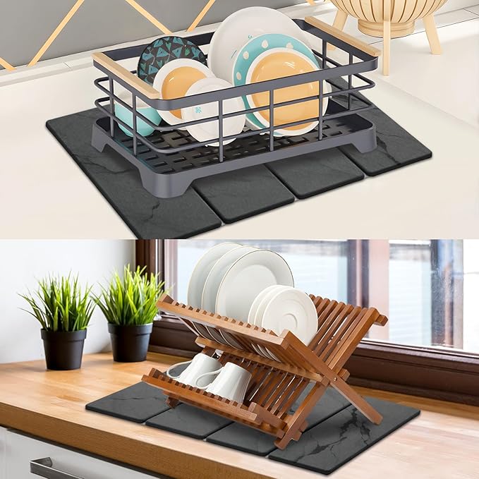 Large Stone Dish Drying Mat for Kitchen Counter, Foldable Water Absorbing - Image 6