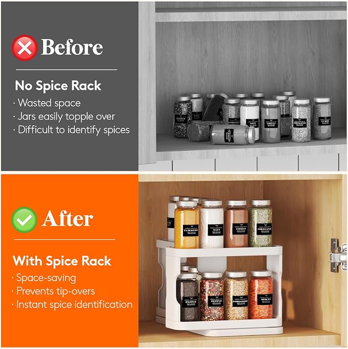 Lifewit Sliding Spice Rack for Cabinets, 6.4"H x 11.1"D x 6.1"W Slide Out Swive - Image 8