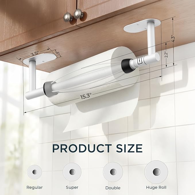 FORIOUS Paper Towel Holder Under Cabinet, One Hand Operable - Image 5