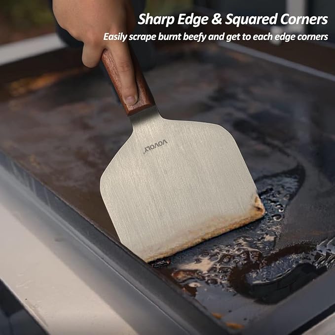 Vovoly Extra Wide Griddle Scraper, 5.5''x5.5'' Smashed Burger Scraper Grill - Image 6