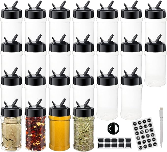 24 Pack 6oz Clear Plastic Spice Jars by BPFY
