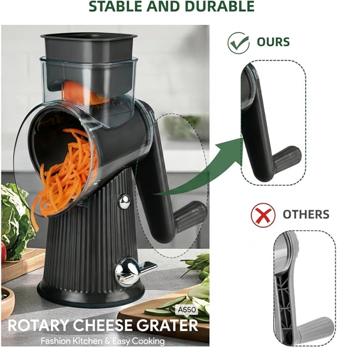 Rotary Cheese Grater with Handle - Image 7