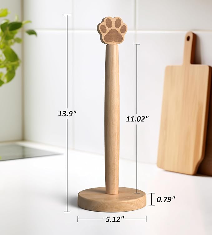 KitchLife Cute Wooden Paper Towel Holder Countertop - Image 2
