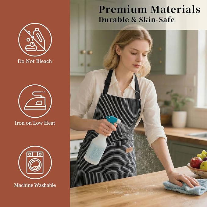2 Pack Cooking Aprons Adjustable Bib Apron - Image 5