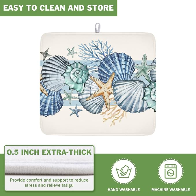 Summer Sea Shell Drying Mat 18x16 Inch, Starfish Drying Mat - Image 5