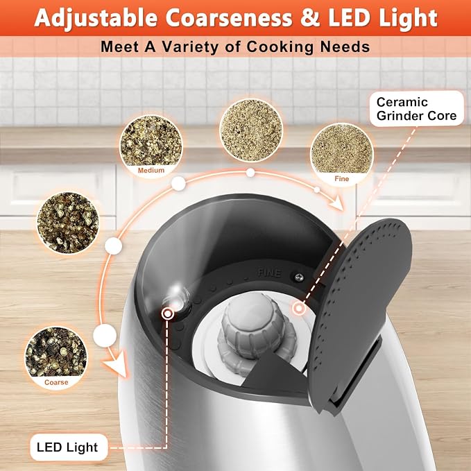 Electric Salt and Pepper Grinder Set: - Image 6