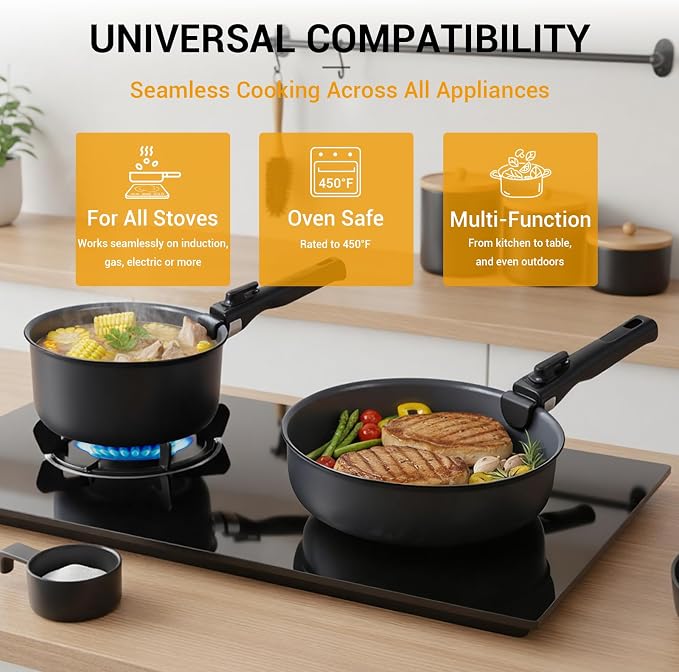 Ammeloo 18-Piece Ceramic Pots and Pans Set Non Stick, Non Toxic Cookware Set - Image 5