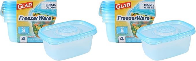 Glad Food Storage Containers, Small Rectangle, 24 Ounces | Freezerware | 4 by GladTrashFoodStorage