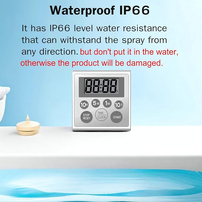 Digital Timer Waterproof Shower Timer Shower Clock Bathroom Kitchen Timer - Image 4