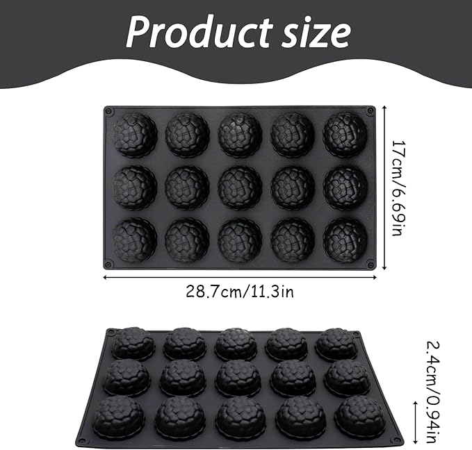 15-Cavity Silicone Baking Mold, Raspberry Shape, 11.3 x 6.69 in, - Image 2