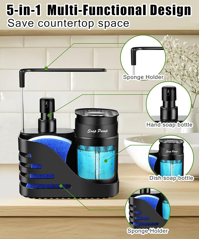 Kitchen Soap Dispenser Set, 4-in-1 Dual Hand and Dish Soap Dispenser - Image 5