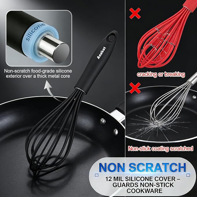 Anaeat Silicone Balloon Whisk, Milk and Egg Beater Blender, Heat Resistant - Image 3