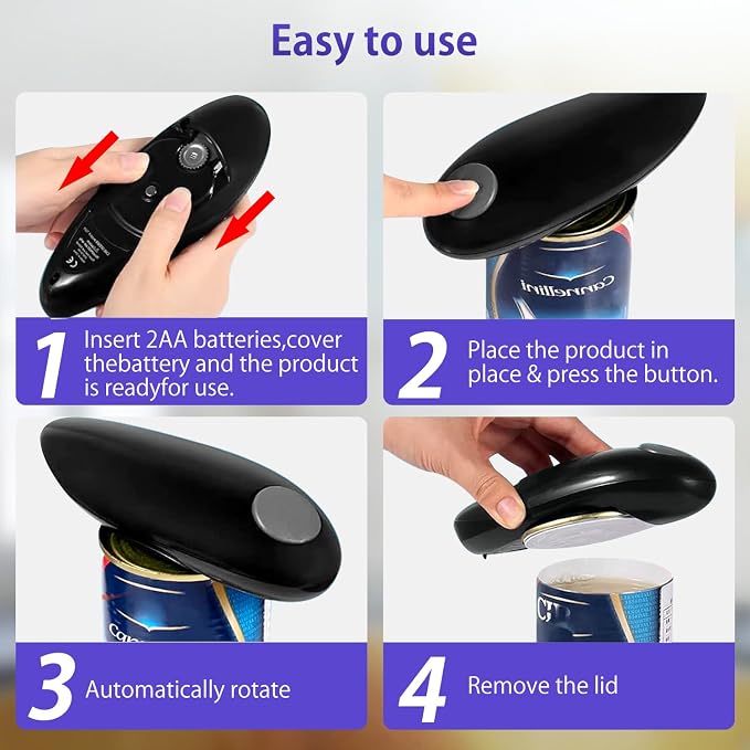 Electric Can Opener, Handheld One-touch Automatic Can opener, Smooth Edge - Image 4