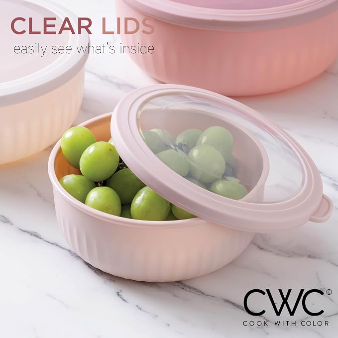 COOK WITH COLOR Prep Bowls with Lids- Wide and Deep Nesting Plastic Small - Image 6
